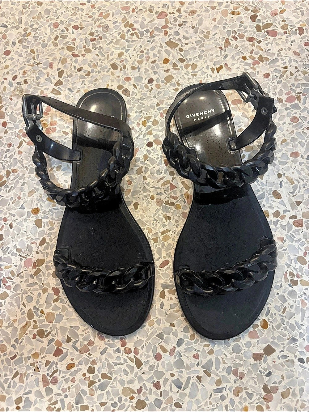 Givenchy Chain-Link Jelly Sandals Black US 8
